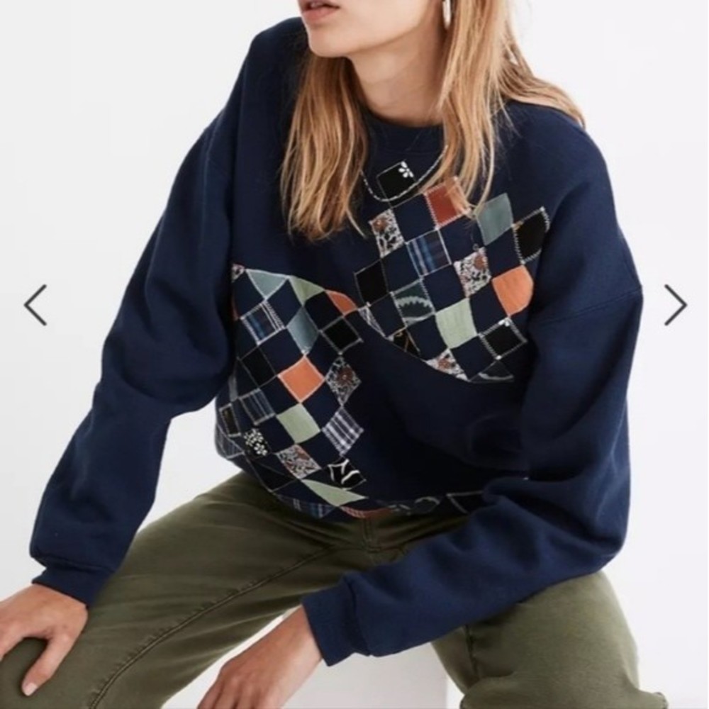 Madewell X The Falls Patchwork Sweatshirt in Blue Size S